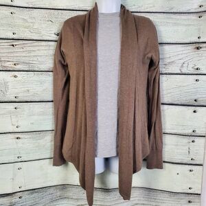 Express Women’s Brown Open Front Cardigan Sweater Small Rayon Cashmere Blend Dra
